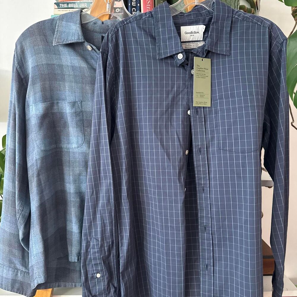 Goodfellow-co Men's Blue and Navy Shirt